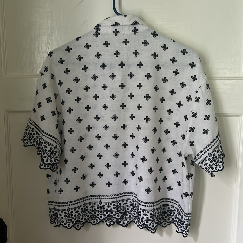 abercrombie & fitch | short-sleeve linen-blend embroidered shirt - Picture 3 of 5